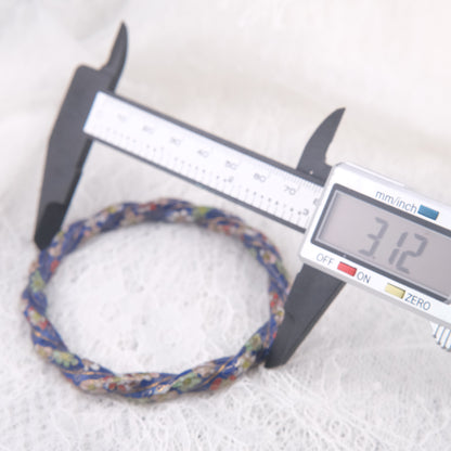 Vintage Cloisonné Blue Enamel Floral Bangle Bracelet – Twisted Design