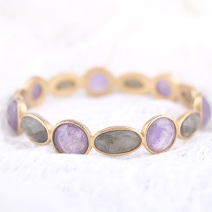 Vintage Lucas Jack Amethyst & Labradorite Bracelet – Gold-Tone Setting