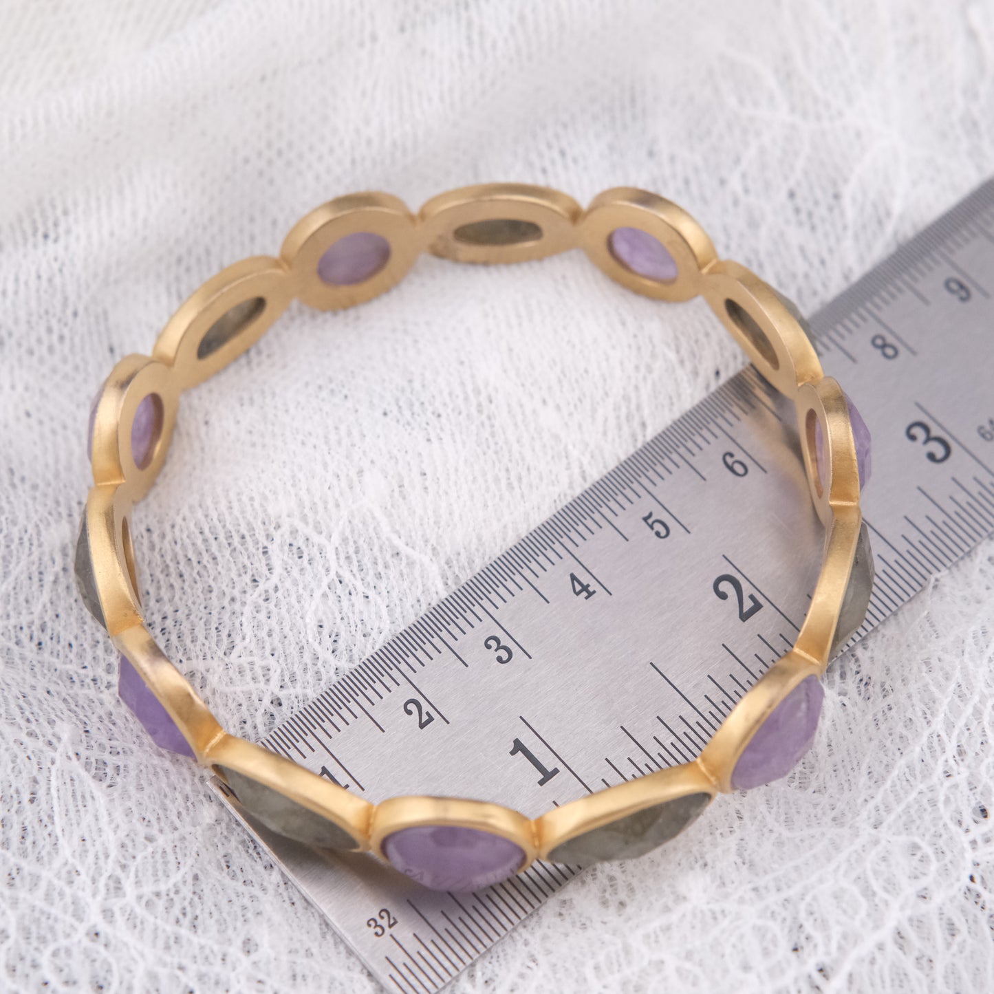 Vintage Lucas Jack Amethyst & Labradorite Bracelet – Gold-Tone Setting