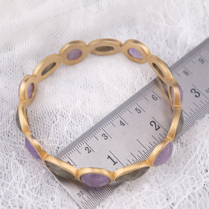 Vintage Lucas Jack Amethyst & Labradorite Bracelet – Gold-Tone Setting