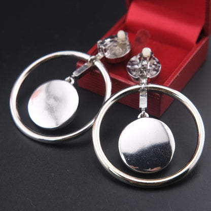 Vintage Carolee Lux Black Onyx & Pearl Statement Earrings – Silver-Tone Hoop Design