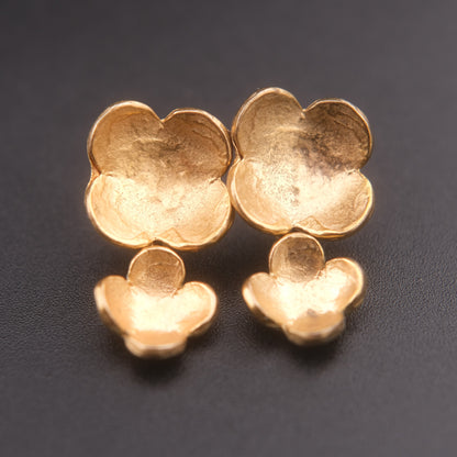 ❤️ Vintage DELPHINE NARDIN PARIS Floral Drop Earrings Matte Gold Tone Sculptural Flower Earrings