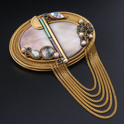 ❤️ Vintage Marena Handmade Germany Mother of Pearl Tassel Brooch