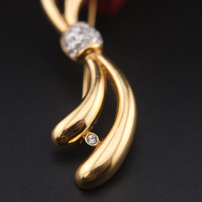 Vintage Attwood & Sawyer Gold-Tone Ribbon Bow Brooch with Crystal Accents