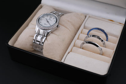 Jacques du Manoir ROYAL Women’s Silver-Tone Watch with 3 Interchangeable Bezels