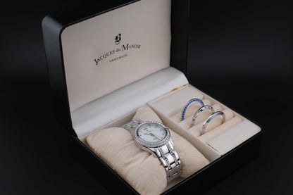 Jacques du Manoir ROYAL Women’s Silver-Tone Watch with 3 Interchangeable Bezels