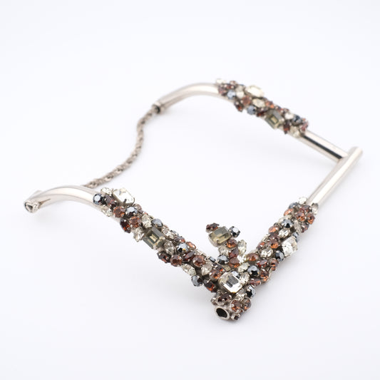 Vintage Cascio Bijoux Italy Rhinestone-Encrusted Square Collar Necklace – 1970s Statement Piece