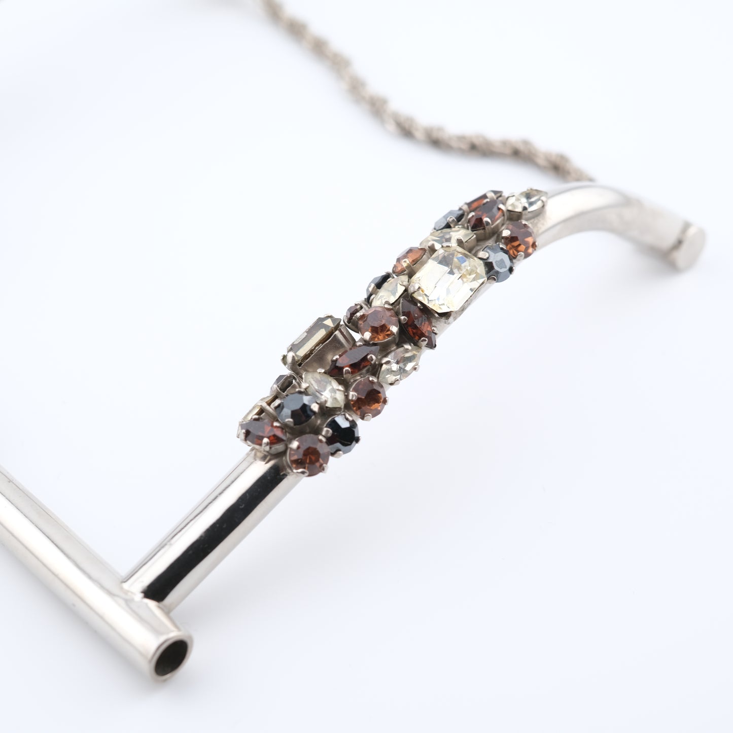 Vintage Cascio Bijoux Italy Rhinestone-Encrusted Square Collar Necklace – 1970s Statement Piece