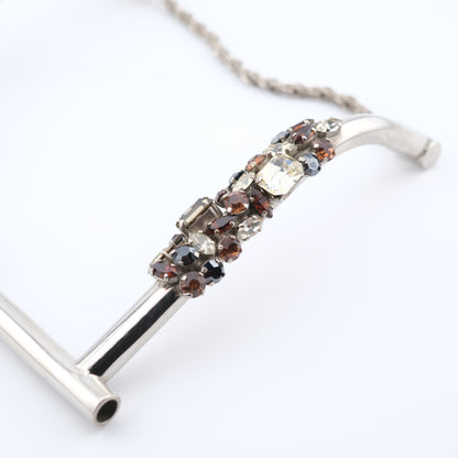 Vintage Cascio Bijoux Italy Rhinestone-Encrusted Square Collar Necklace – 1970s Statement Piece