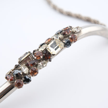 Vintage Cascio Bijoux Italy Rhinestone-Encrusted Square Collar Necklace – 1970s Statement Piece