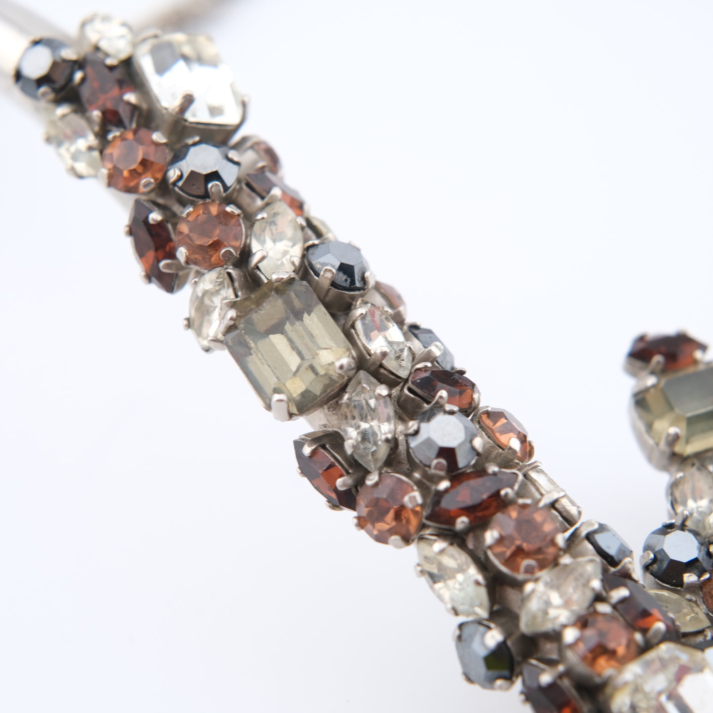 Vintage Cascio Bijoux Italy Rhinestone-Encrusted Square Collar Necklace – 1970s Statement Piece