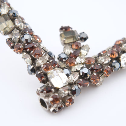 Vintage Cascio Bijoux Italy Rhinestone-Encrusted Square Collar Necklace – 1970s Statement Piece