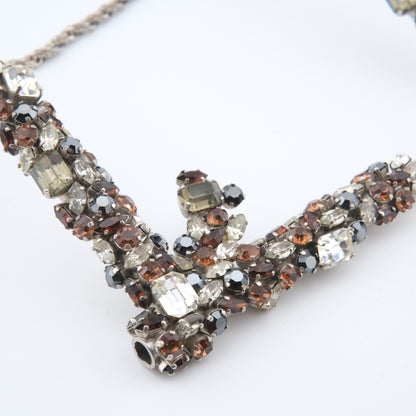 Vintage Cascio Bijoux Italy Rhinestone-Encrusted Square Collar Necklace – 1970s Statement Piece