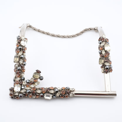 Vintage Cascio Bijoux Italy Rhinestone-Encrusted Square Collar Necklace – 1970s Statement Piece