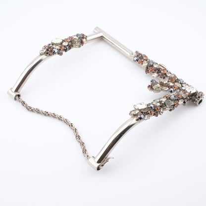 Vintage Cascio Bijoux Italy Rhinestone-Encrusted Square Collar Necklace – 1970s Statement Piece