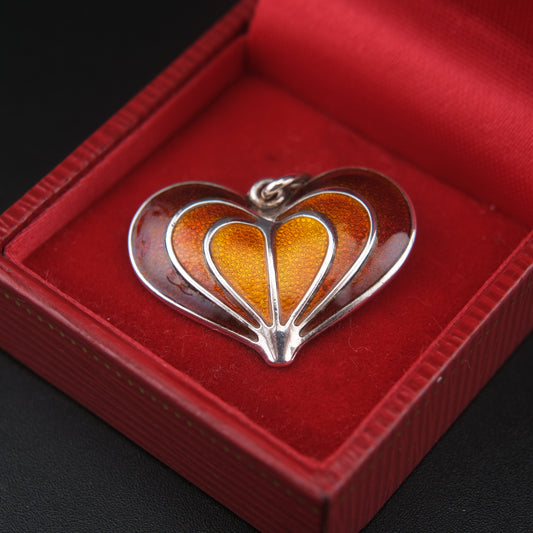 David-Andersen Norway Sterling Silver Enamel Heart Pendant