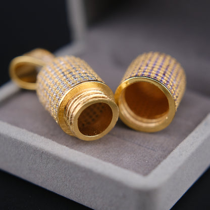 ❤️ Vintage Gold Tone Pavé Crystal Capsule Pendant Secret Pill Holder Purple Stones