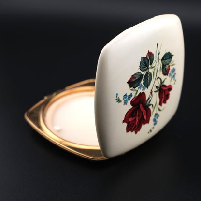 Vintage 1950s Melissa Made in England brass Compact for Powder with Floral