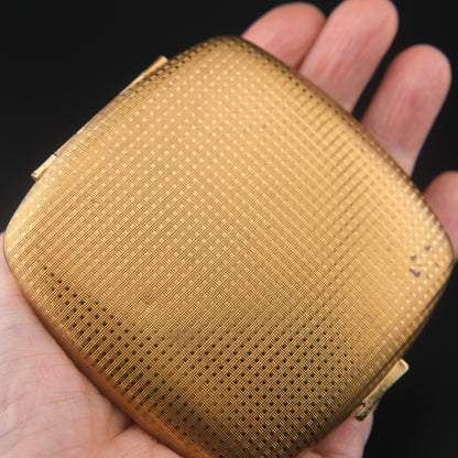 Vintage 1950s Melissa Made in England brass Compact for Powder with Floral