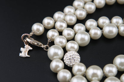 Agatha Paris Faux Pearl Necklace – Elegant Single Strand with Crystal Accents