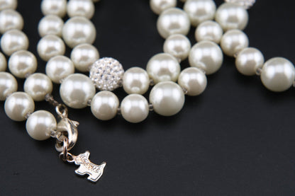 Agatha Paris Faux Pearl Necklace – Elegant Single Strand with Crystal Accents