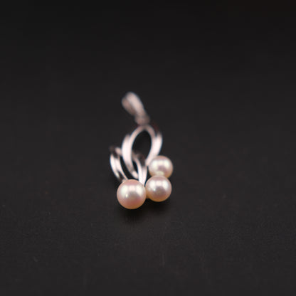 Vintage Mikimoto Silver Pendant with Three Cultured Pearls – Elegant Leaf Design (No Chain)
