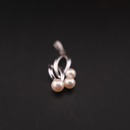 Vintage Mikimoto Silver Pendant with Three Cultured Pearls – Elegant Leaf Design (No Chain)