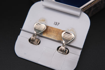 ❤️ Vintage 1928 Pink Crystal Medallion Clip Earrings – Silver-Tone, Made in USA