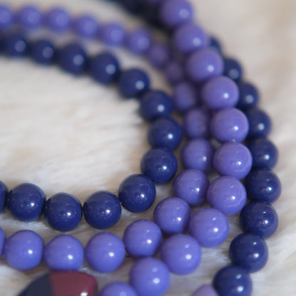 ❤️ Kunio Matsumoto for Trifari Double Strand Necklace Blue Resin Statement 1980s