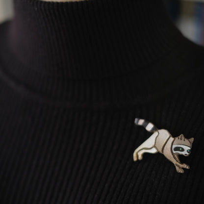 Vintage Zuni Raccoon Brooch Pendant by Andrea Lonjose – Sterling Silver & Enamel Inlay | Native American Signed Jewelry