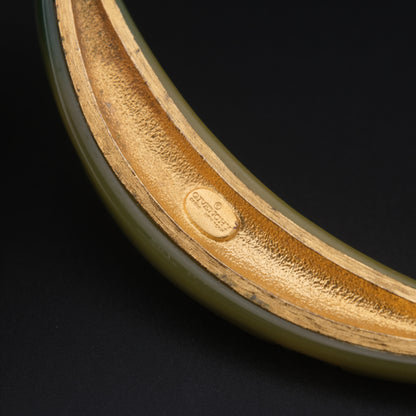 Vintage Givenchy Green Resin & Gold-Tone Choker Necklace with Rhinestones