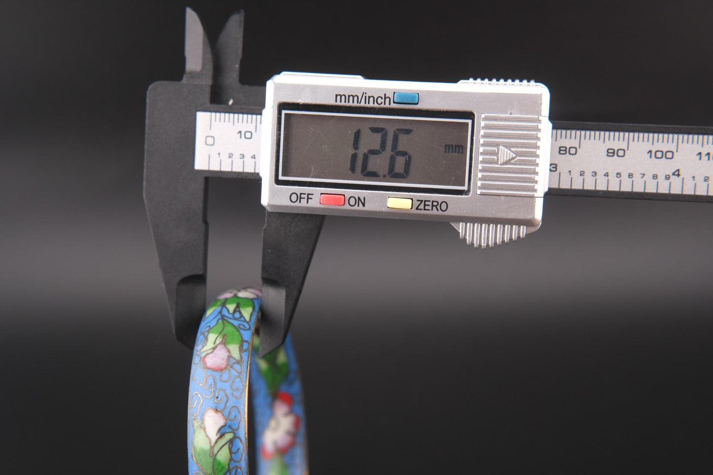 Vintage Chinese Cloisonné Floral Bangle Bracelet – Blue Enamel