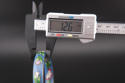 Vintage Chinese Cloisonné Floral Bangle Bracelet – Blue Enamel