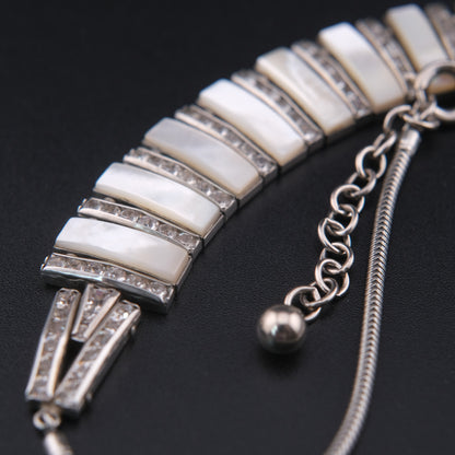 ❤️ Vintage DOSO Germany Mother of Pearl Crystal Statement Necklace