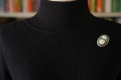 Vintage Toshikane Japan Yellow Rose Brooch Pendant – Hand-Painted Porcelain with Dual Functionality