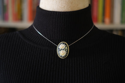 Vintage Toshikane Japan Yellow Rose Brooch Pendant – Hand-Painted Porcelain with Dual Functionality