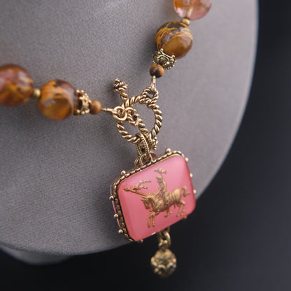❤️ Vintage Rubin & Steele Knight Intaglio Double-Sided Pendant Necklace