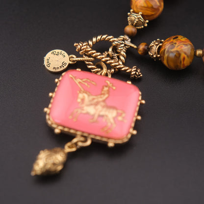 ❤️ Vintage Rubin & Steele Knight Intaglio Double-Sided Pendant Necklace
