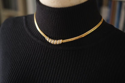 Vintage Nina Ricci Gold-Tone Collar Necklace with Rhinestone Accents (1980s)