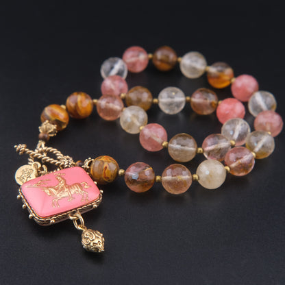 ❤️ Vintage Rubin & Steele Knight Intaglio Double-Sided Pendant Necklace