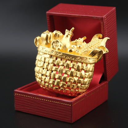 Karl Lagerfeld Gold-Tone Woven Harvest Basket Brooch