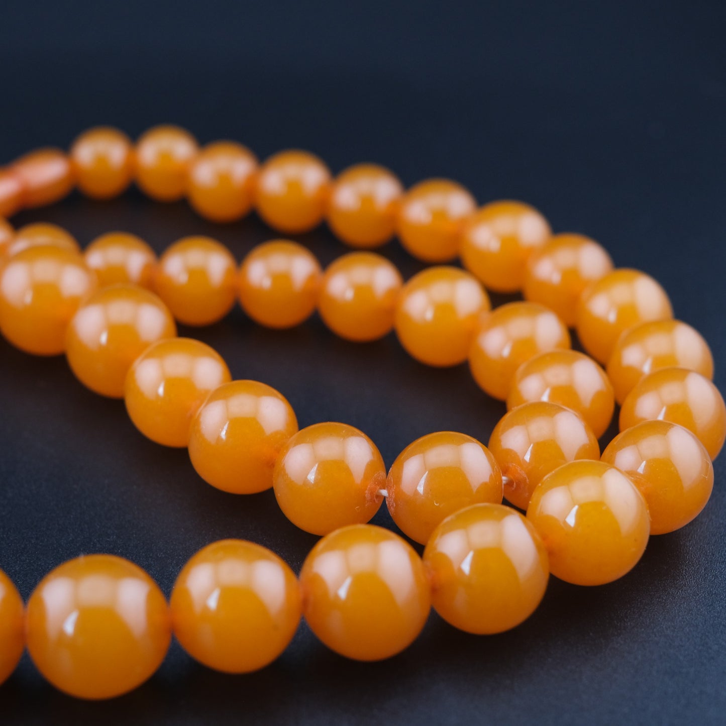 ❤️ Vintage Pressed Amber Graduated Bead Necklace Honey Orange 25"
