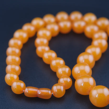 ❤️ Vintage Pressed Amber Graduated Bead Necklace Honey Orange 25"