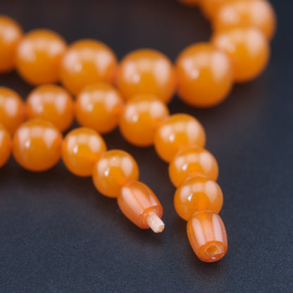 ❤️ Vintage Pressed Amber Graduated Bead Necklace Honey Orange 25"