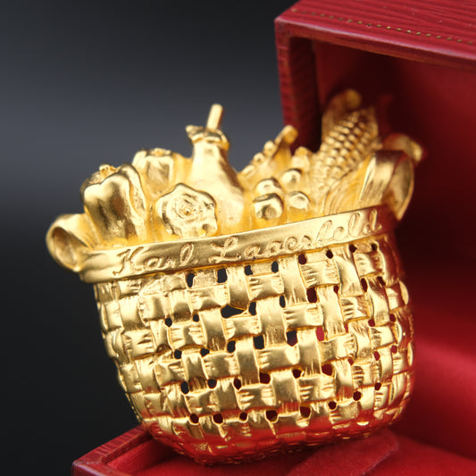 Karl Lagerfeld Gold-Tone Woven Harvest Basket Brooch