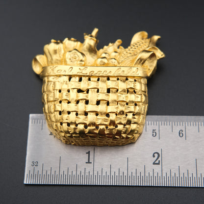 Karl Lagerfeld Gold-Tone Woven Harvest Basket Brooch