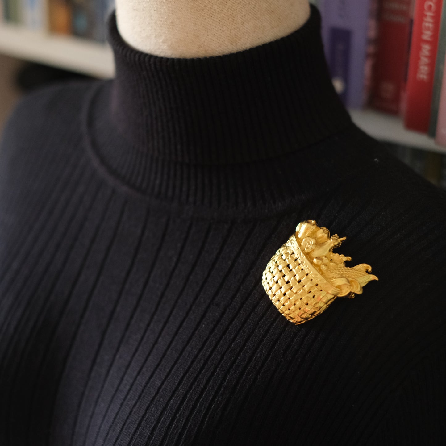 Karl Lagerfeld Gold-Tone Woven Harvest Basket Brooch