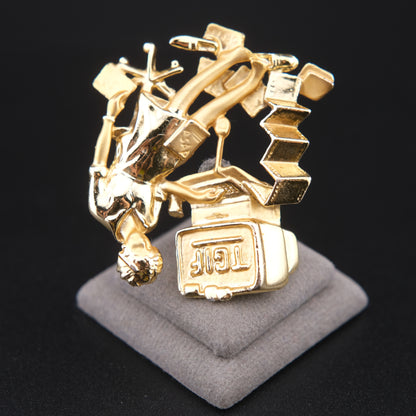 ❤️ Vintage AJC TGIF Computer Office Worker Gold Tone Brooch