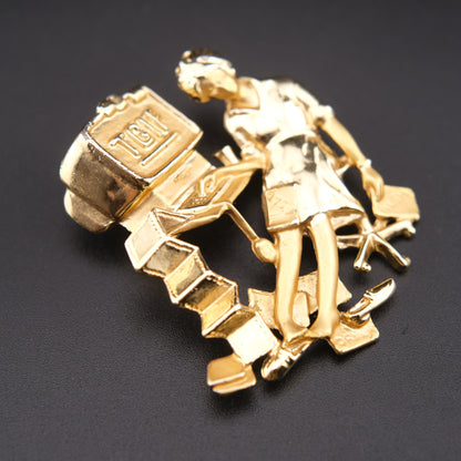 ❤️ Vintage AJC TGIF Computer Office Worker Gold Tone Brooch