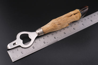 Vintage Deer Hoof Bottle Opener – Rustic Taxidermy Handle – 8" Lodge Bar Tool – Good Luck Gift for New Home or Man Cave